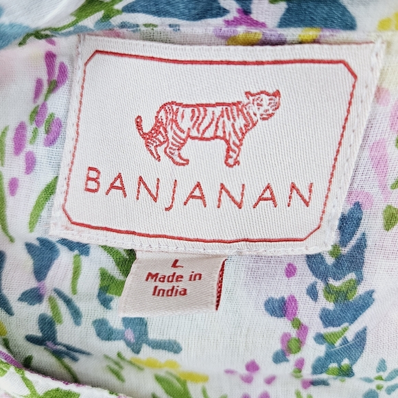 Banjanan White Floral Longsleeve Buttondown Tunic size Large - Picture 8 of 10